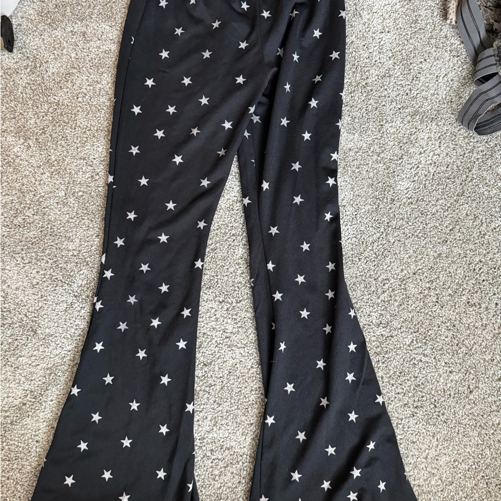 Chic Black Flared Pants with Star Design